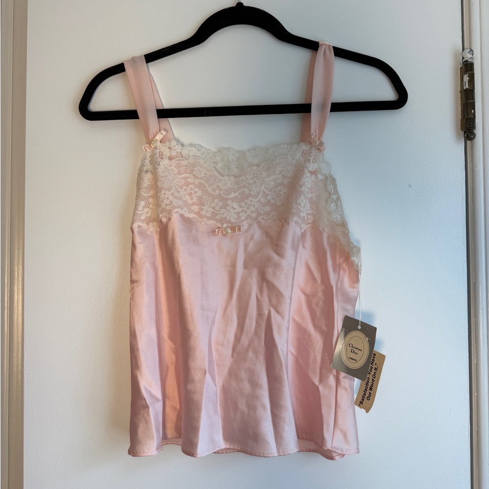 Christian Dior Vintage Blush Pink Satin Lace Slip Camisole